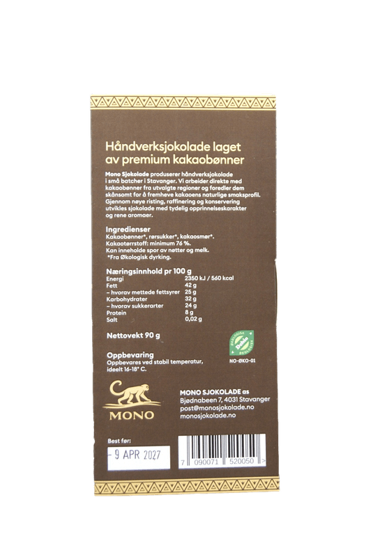 MONO Sjokoladeplate Madagascar med Havsalt 76%